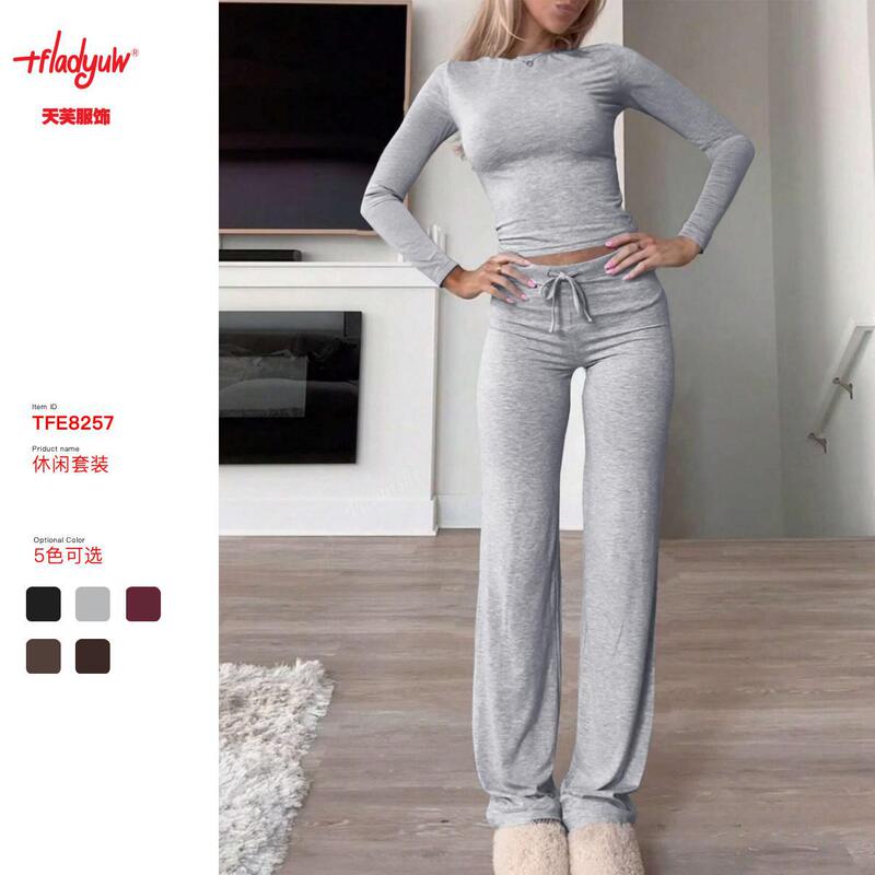 Cross-Border European and American Y2K Sports Style Long-Sleeved Pants Suit Amazon Autumn New Women's Fashion Casual Suit for Women