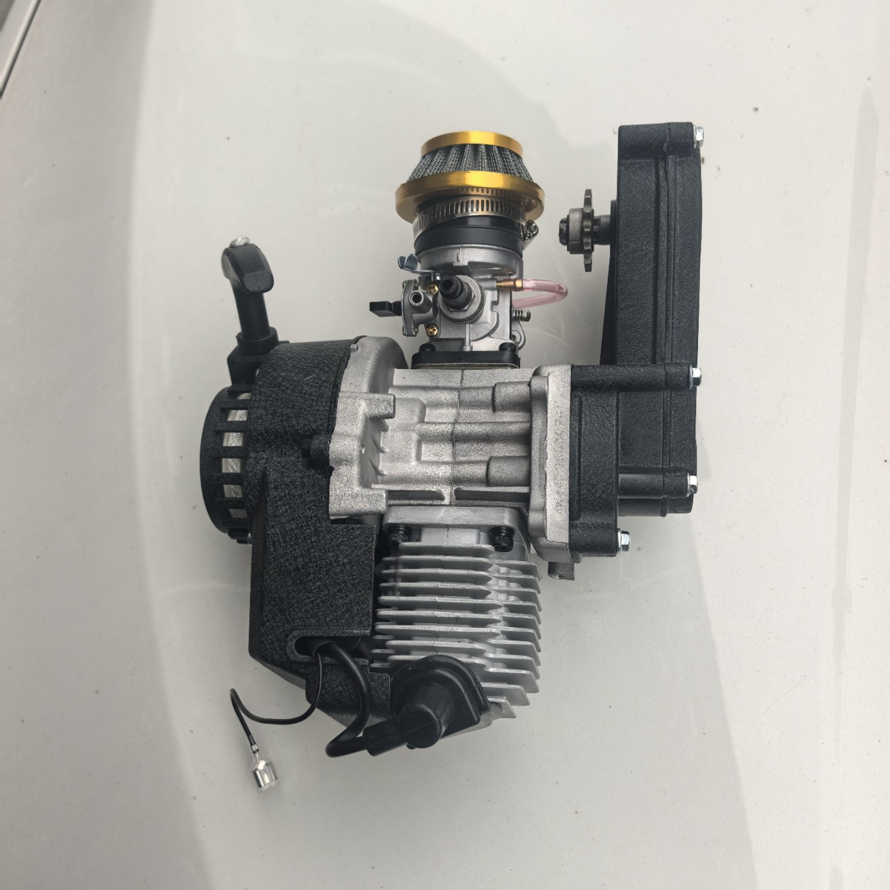 Mini Motorcycle Small Off-Road 49Cc Engine with Gearbox 2-Stroke Small Sports Car Engine Black Aluminum Frame