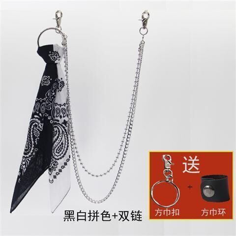 腰果花方巾潮牌街头裤巾hiphop裤链腰巾嘻哈飘带挂裤子挂饰男女|undefined