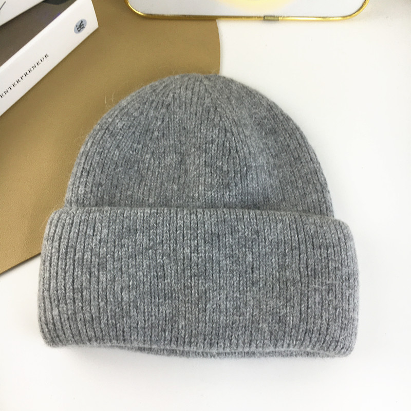 Unisex Winter Kaninchenhaar Strickmütze Damen Herbst und Winter warme dicke Ohrenschützer Mütze Mode Wollmütze Flut_voghion.com