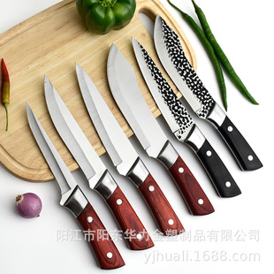 Stainless Steel Colored Wooden Handle Forged, Hand-Picking, Cutting, Meat, Butchering Knife, Outdoor Beef and Mutton Tip Knife, Heavy-Duty