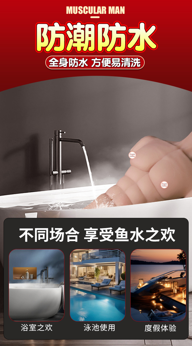 Jiuai Male Silicone Doll with Realistic Penis, Manual Adult Masturbation Device — detail image 32