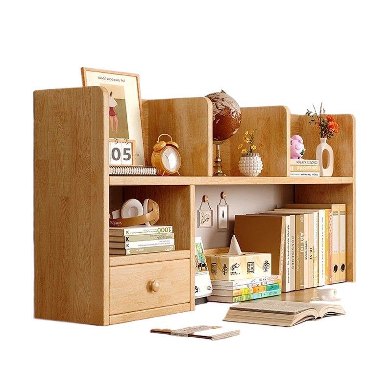 Solid Wood Bookshelf Desktop Storage Rack Student Desk Storage Shelf Office Vertical Multi-Layer Bay Window Small Bookcase