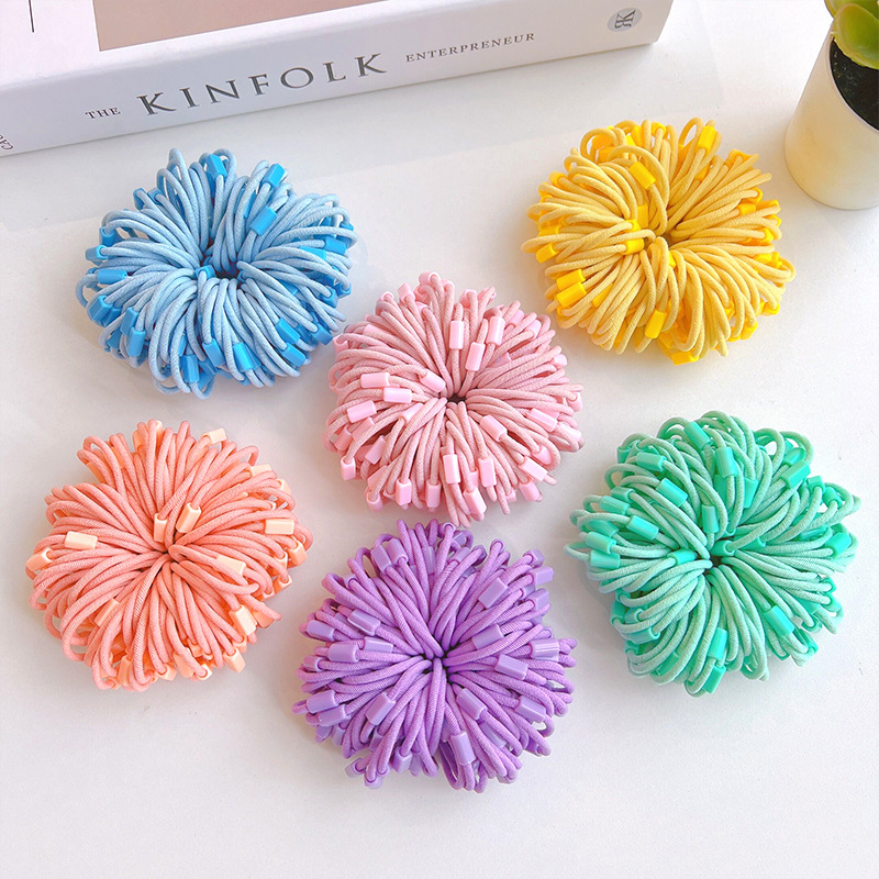 100根裝~韓國兒童發圈高彈斜紋不傷發寶寶扎頭髮皮筋髮飾diy發繩