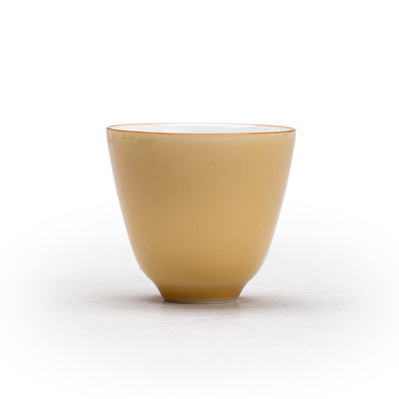 纯色釉陶瓷品茗杯描边小茶杯主人杯简约温润功夫茶具家用喝茶单杯|undefined