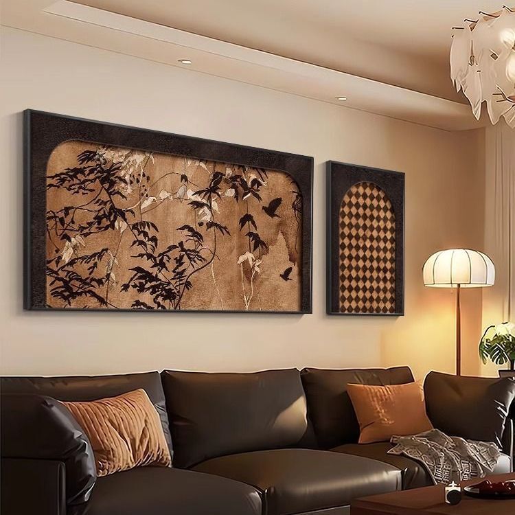 Medieval Style Living Room Decoration Painting French Retro Sofa Background Wall Hanging Painting High-End Niche Art Diptych