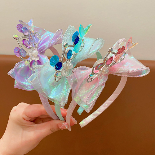 Children's Colorful Mermaid Princess Bow Hair Clip for Girls, Breakable Hair Band for Little Girls, Mermaid Princess Hair Accessories