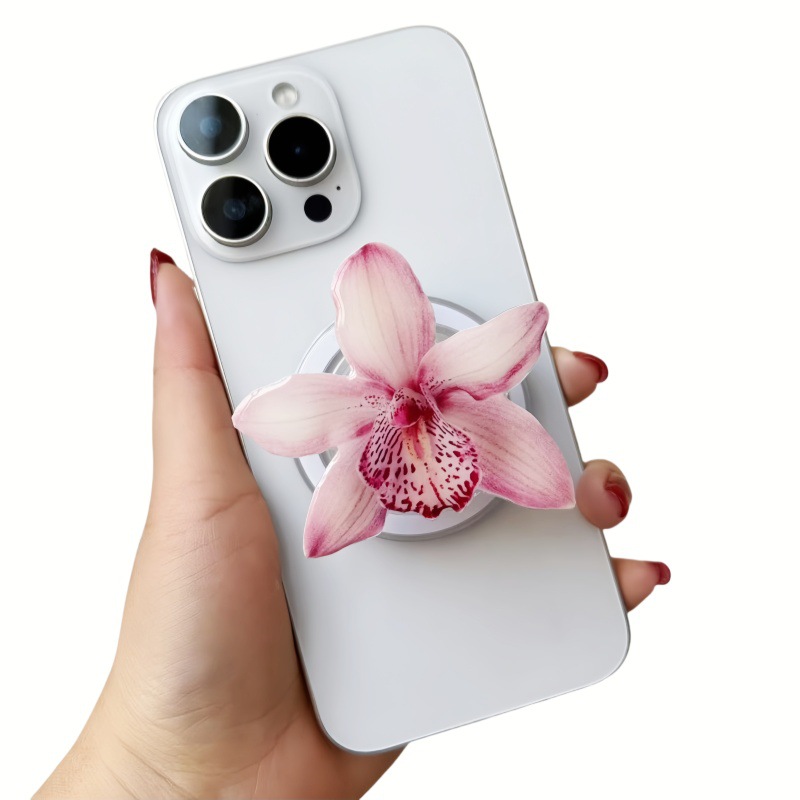 Rosa flor lirio orquídea acrílico magnético soporte para airbag soporte de escritorio hebilla de anillo soporte Magsafe
