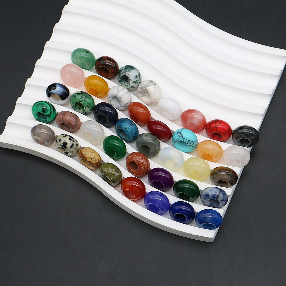 Pequeño anillo de piedra natural botón de seguridad de cristal DIY cuerdas de trenzado cuentas de pulsera collar accesorios colgante