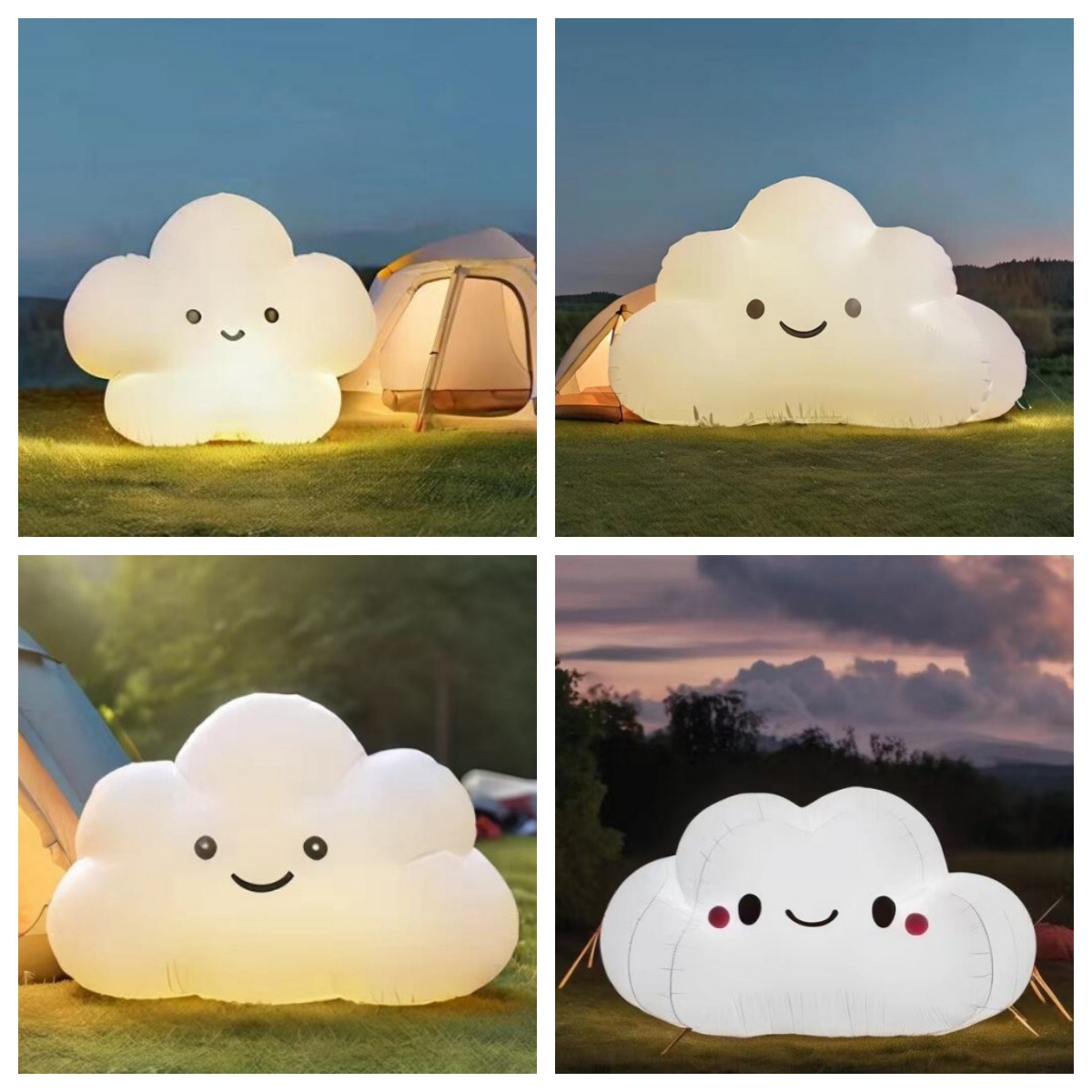 云朵气模商场美陈PVC闭气充气卡通气模发光露营装饰网红拍照道具