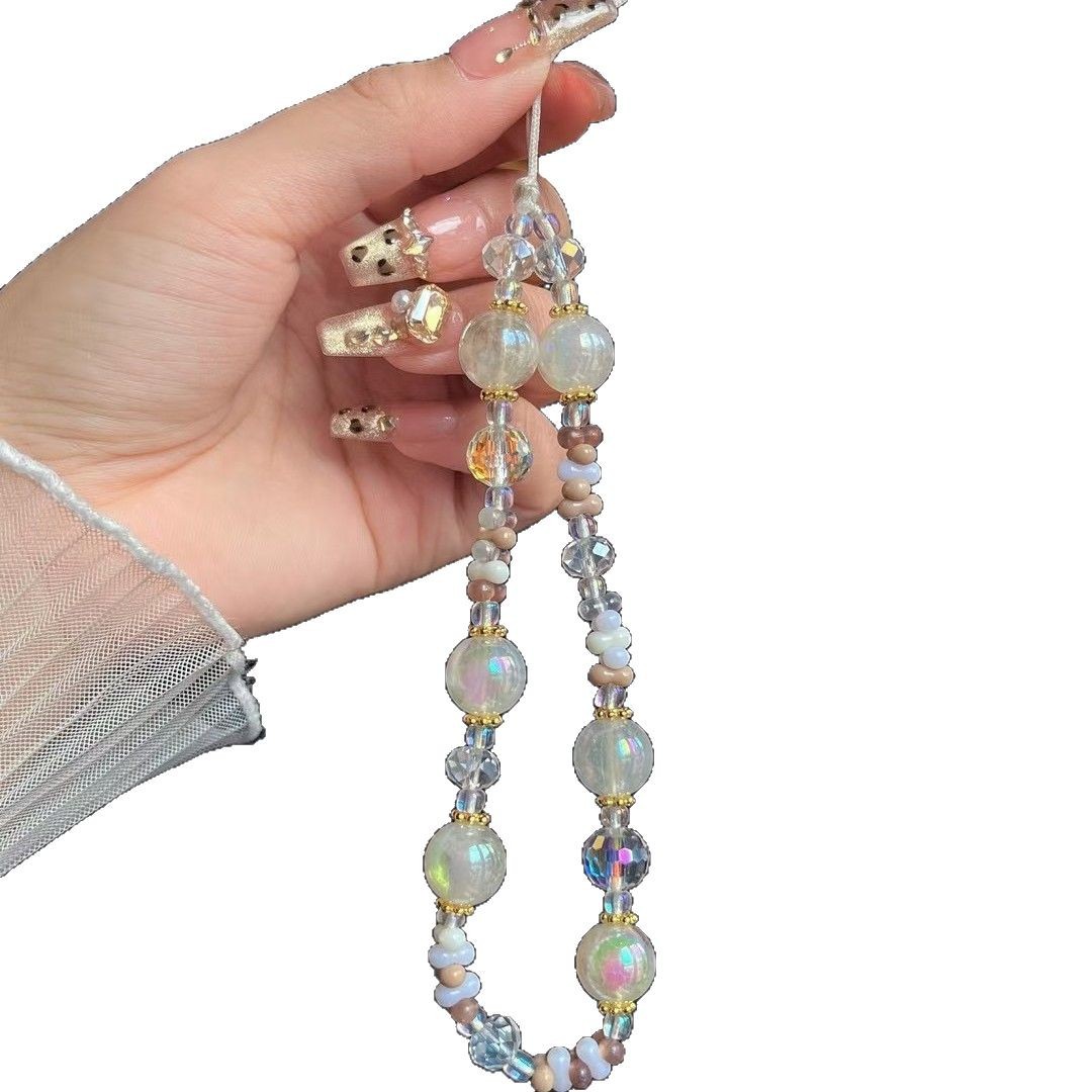 Color caramelo, cordón fresco para teléfono móvil, cadena al por mayor, cuentas, cuentas mixtas, bricolaje, colgante simple hecho a mano, cristal lindo