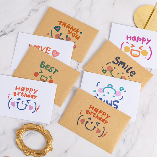 ins Japanese and Korean simple romantic cute cartoon expression letter paper set love letter kraft white paper letterhead