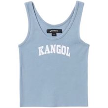 kangol 袋鼠2022夏U型领螺纹打底内搭修身显瘦纯色印花无袖背心女