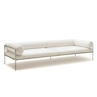 Modern Minimalist Metal Stainless Steel Fabric Sofa Single Double Three Designer Model Room creamy-white Sofa