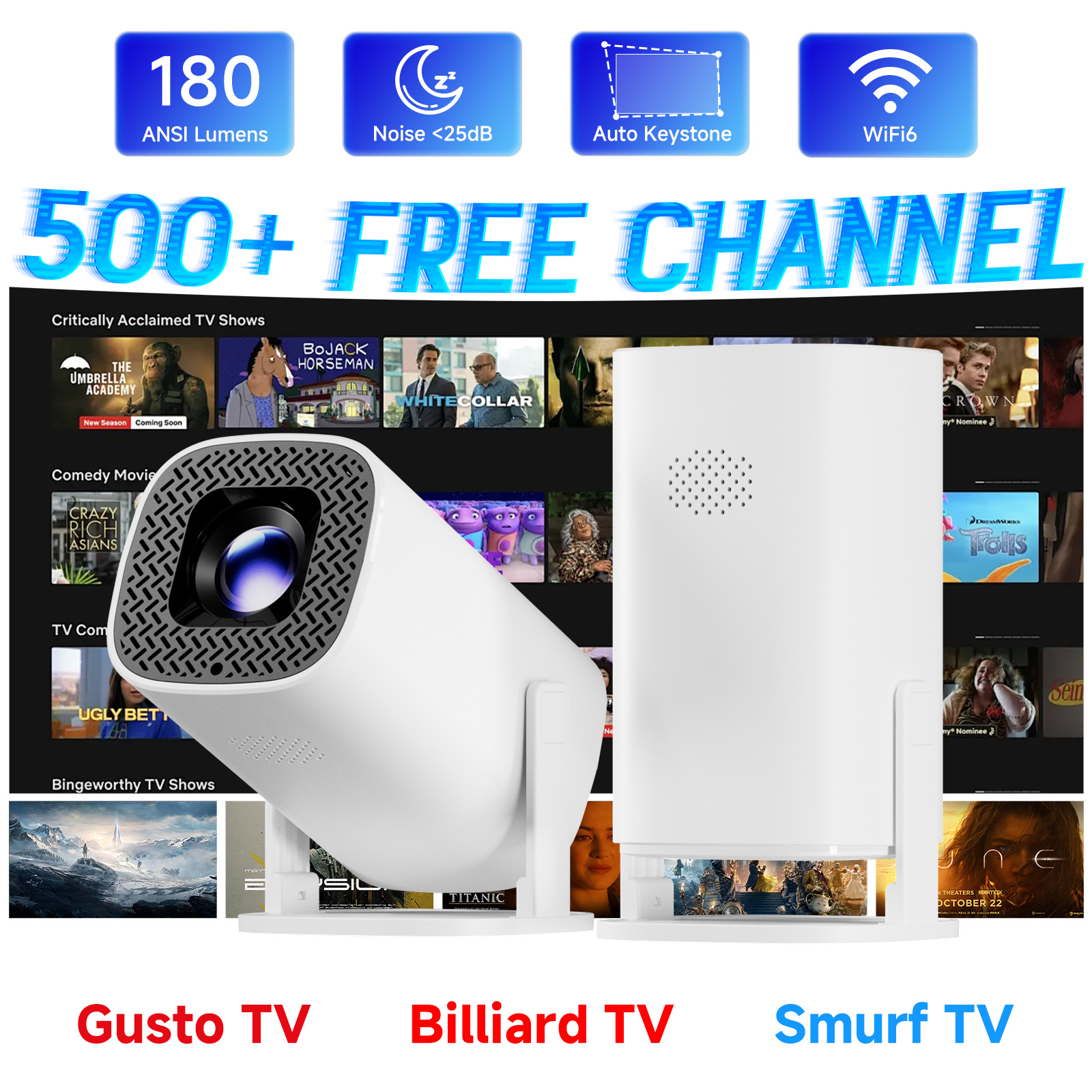 P30Plus Cross-Border Projector Supports Bluetooth and Can Connect to Mobile Phones to Watch Local Tv in Multiple Countries