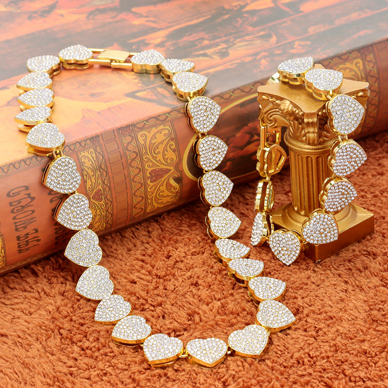 Alloy Material Hip-Hop Vintage Style Heart Shape Alloy Unisex Bracelets Necklace