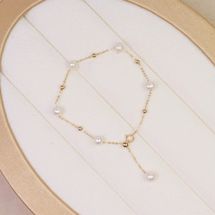 Factory direct supply new fresh water pearl bracelet 5-6mm round pearl chain 20cm long jewelry women wholesale hair