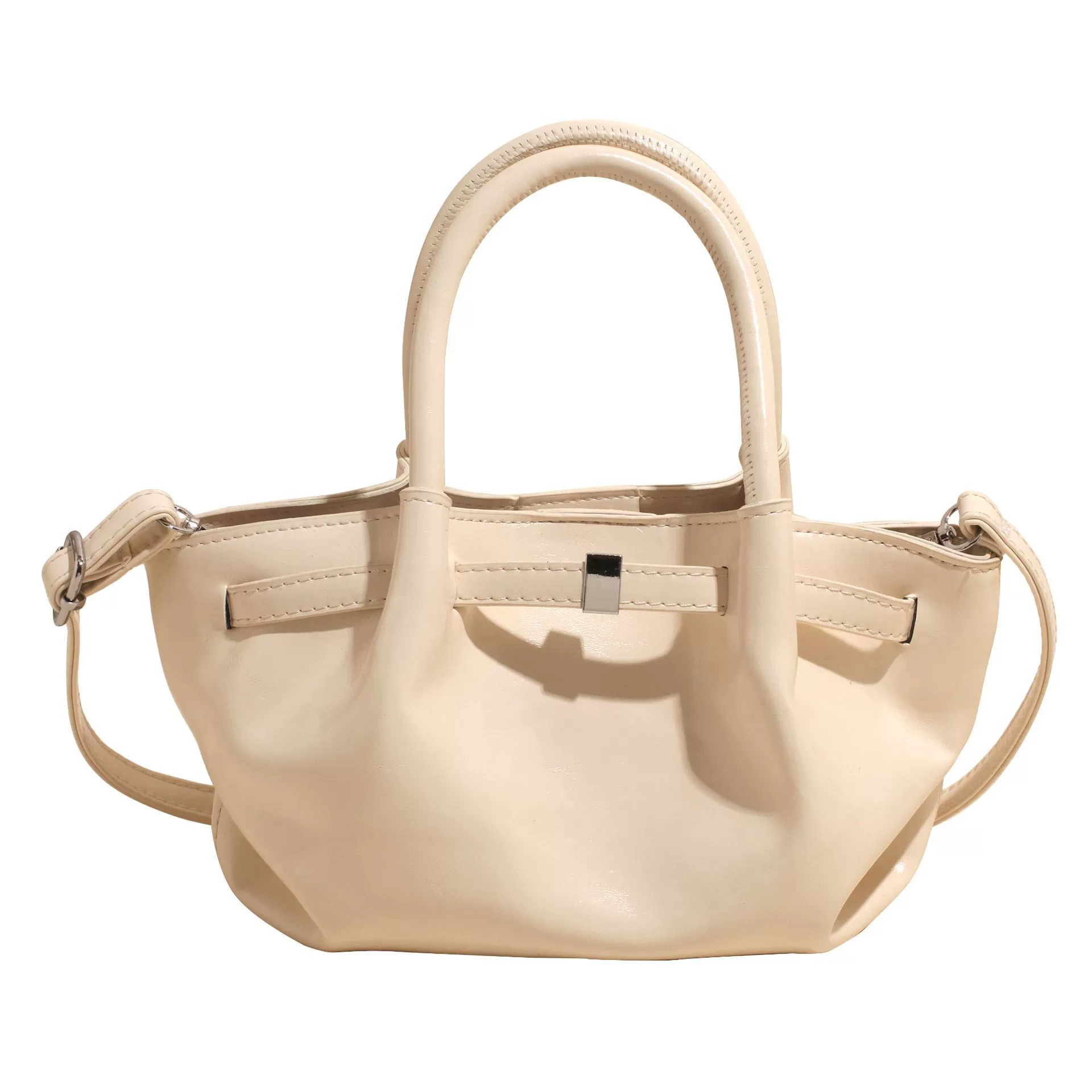 Capacious One-Shoulder Handbag, Structured Basket Silhouette, High-End Style