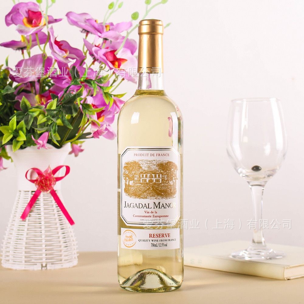 法国进口12.5度干白葡萄酒西餐作酒厂家直销批发一件代发红酒包邮