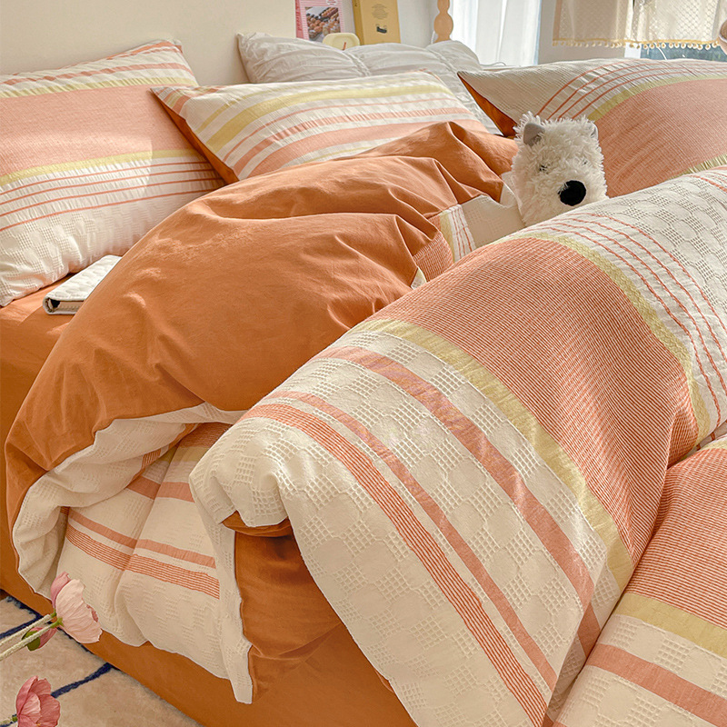 Cama de algodón nórdico de cuatro piezas, cuatro estaciones de algodón puro general 2025, nueva colcha de cama, cama de alta gama
