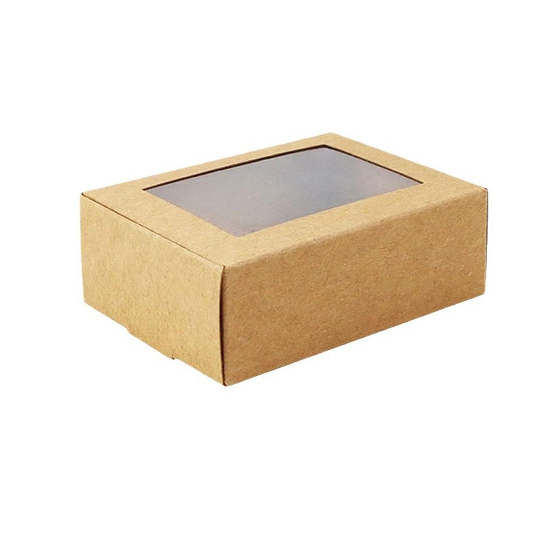 Caja de avión transfronteriza al por mayor caja de papel de ventana transparente caja de embalaje de joyería piel de vaca tarjeta blanca mini caja de embalaje de jabón hecha a mano