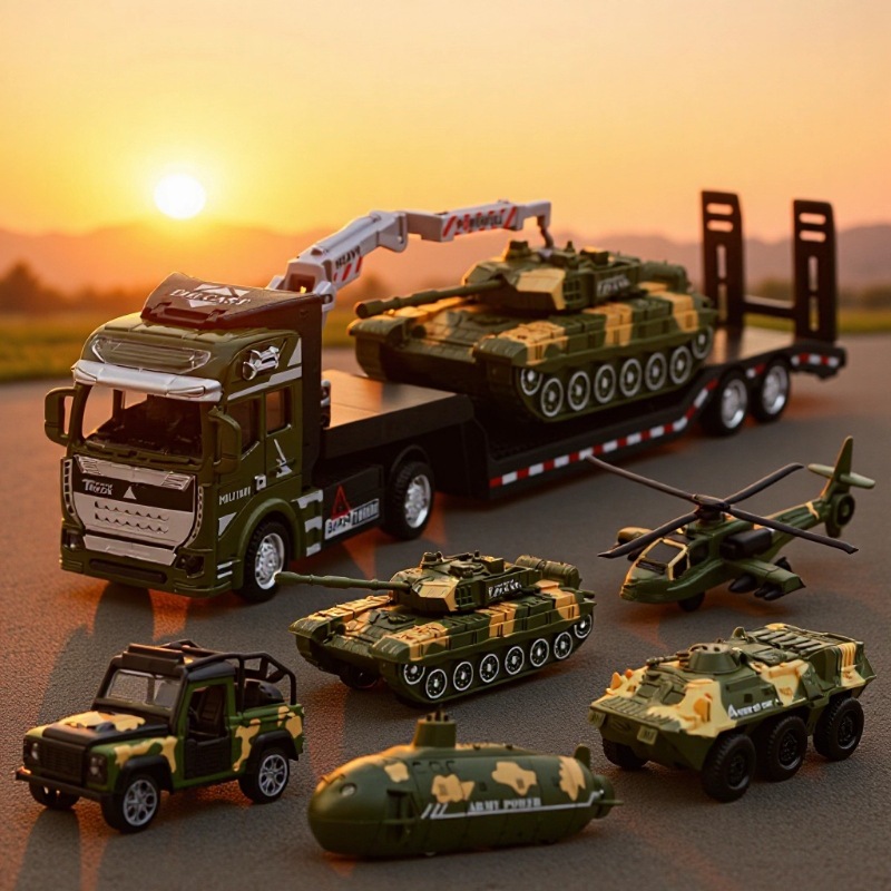 1:50 Alloy Military Flatbed Transporter Trailer 33cm Car Model Tank Aircraft Submarine Amazon Toys