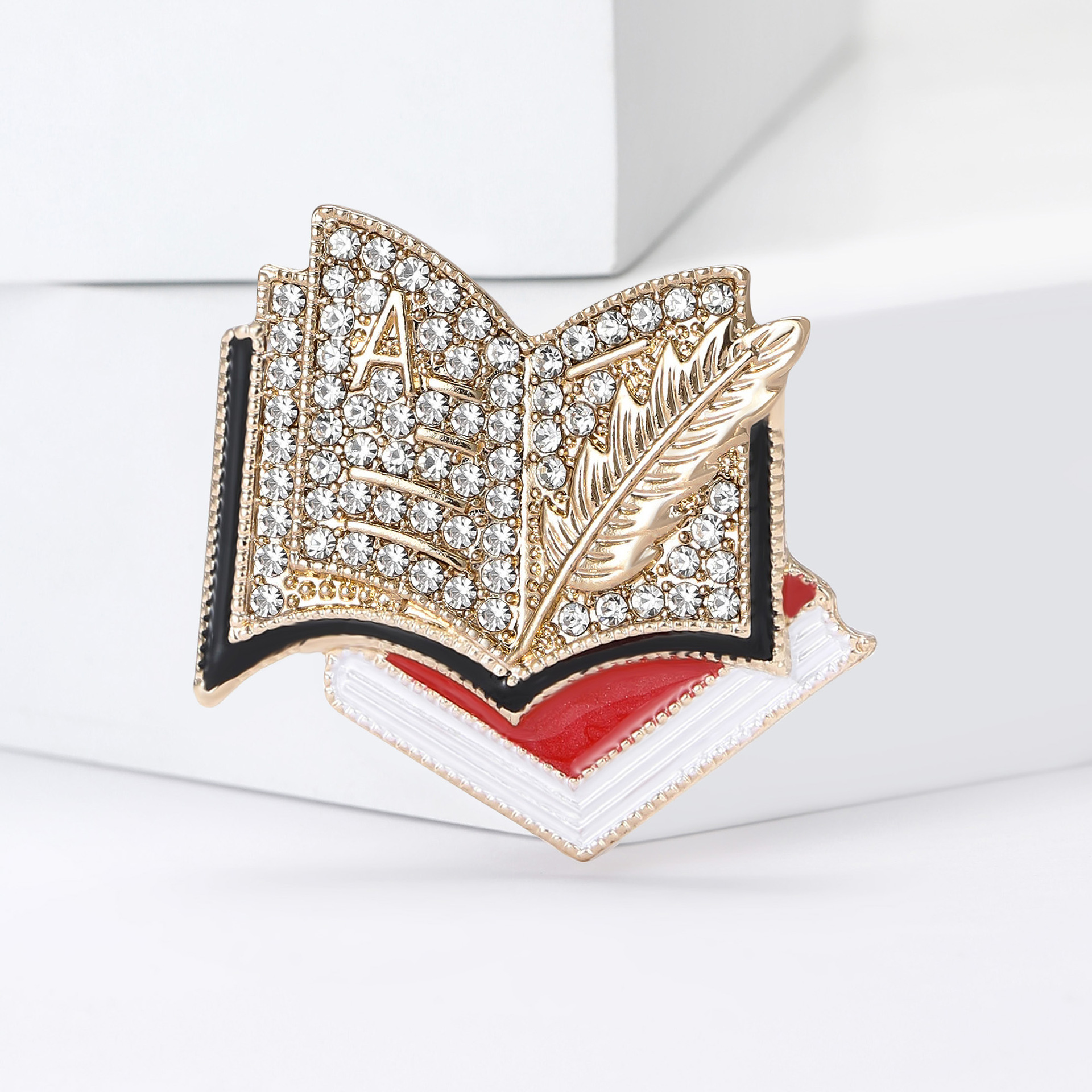 New European and American enamel rhinestone book-shaped brooch, exquisite accessory for men's and women's clothing: BR4722