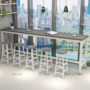 Wall Bar Table Simple Household Living Room Balcony Small Bar High-foot Table Long Table Milk Tea Shop Table and Chair Combination