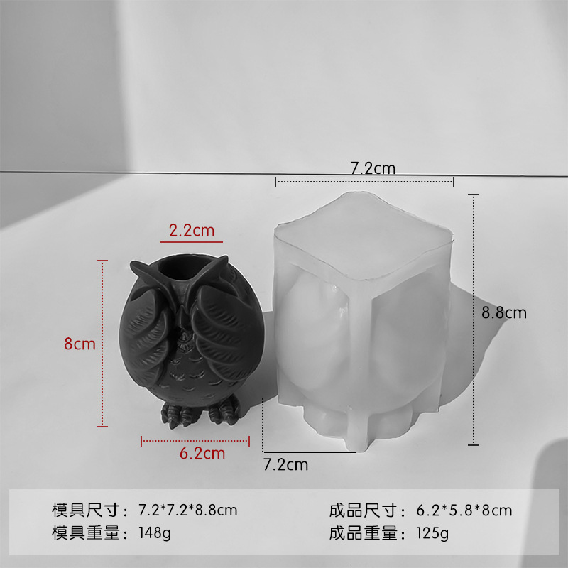 Jiahui Mei búho molde de mesa didiy yeso vela base de cemento decoración molde de mesa