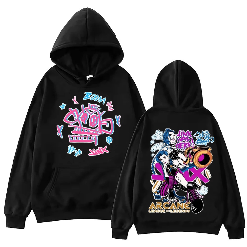 Arcane-Jinx Hot Anime Hoodie Harajuku Pullover Tops Man