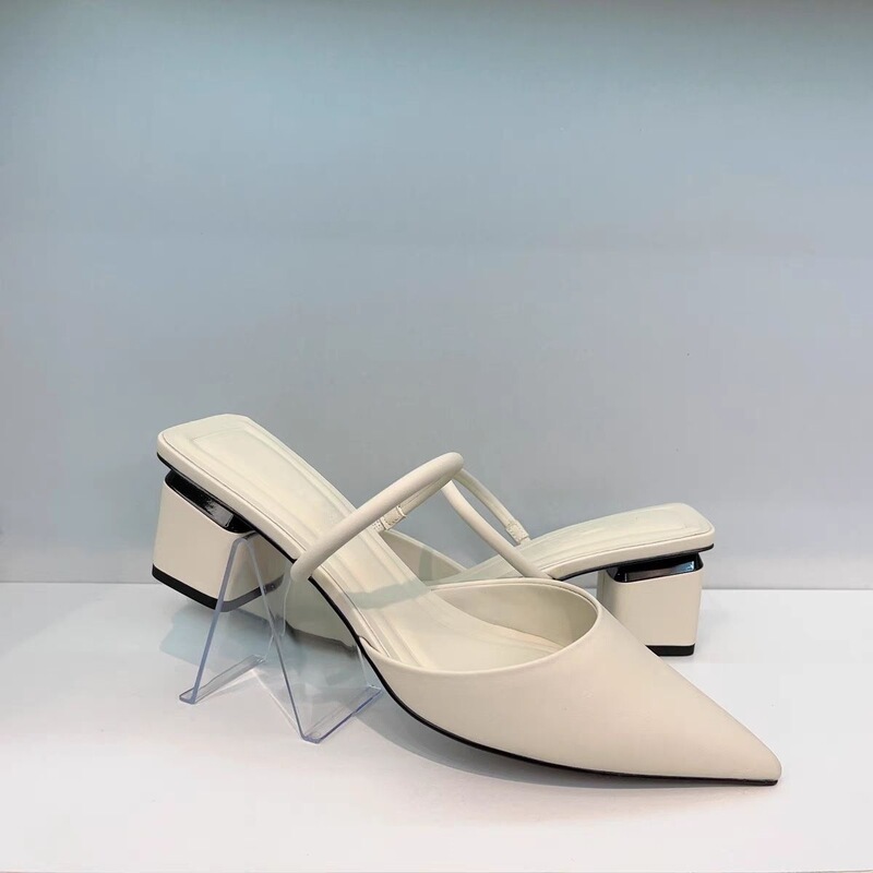 New Ck Women's Pointed-Toe High-Heeled Mules with Straps, Large Size, Chunky Heel Sandals for Spring and Summer New Ck Women's Pointed-Toe High-Heeled Mules with Straps, Large Size, Chunky Heel Sandals for Spring and Summer