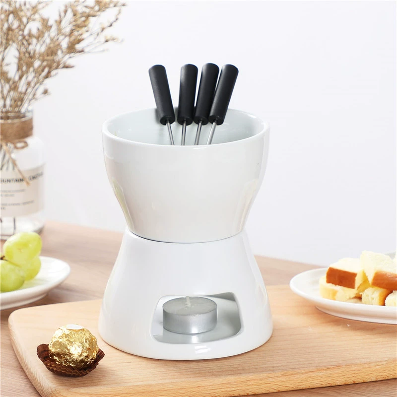 Фабричный Прямой Чистый белый керамический шоколадный пожарный котел высокотемпературный устойчивый сырный нагревательная печь десертный пожарный котел