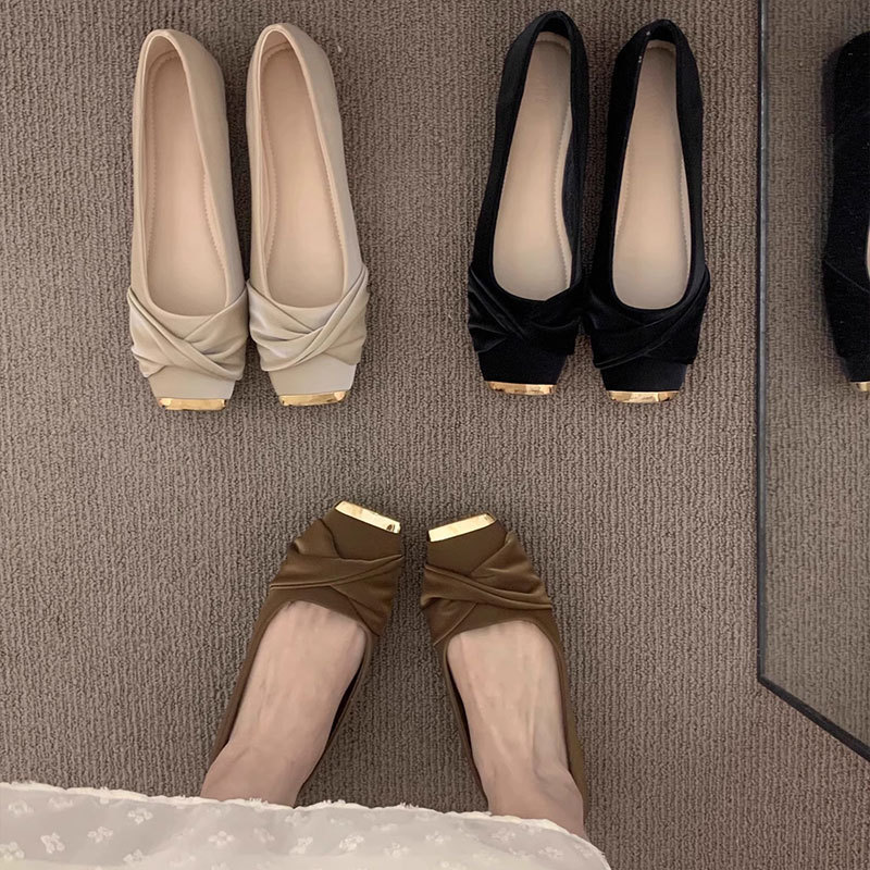 Flat Elegant Gentle High-End Commuter Shoes For Women 2025 New Spring French Square Toe Mary Jane Loafers_vogvips.com