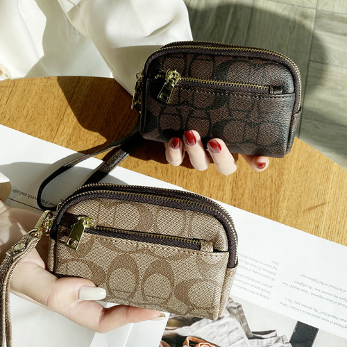 European and American exquisite high-end large-capacity coin purse women's three-zipper multi-functional mini hand-held small wallet clutch bag