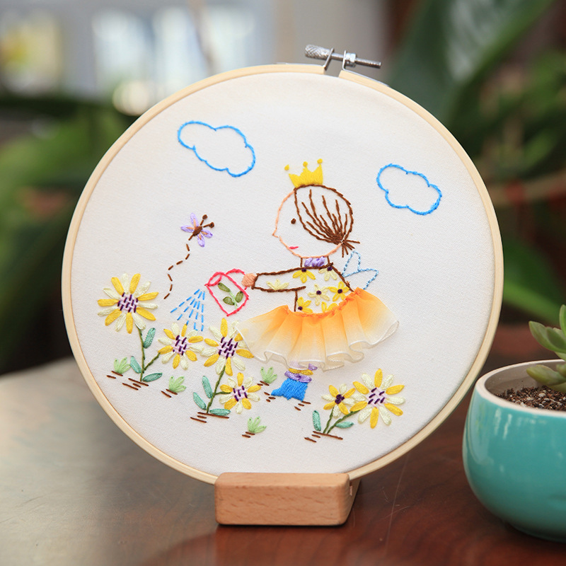 Hecho a mano de los niños DIY pintura bordado material paquete decoración Lu bordado su bordado europeo hojas Cruz puntada Kit