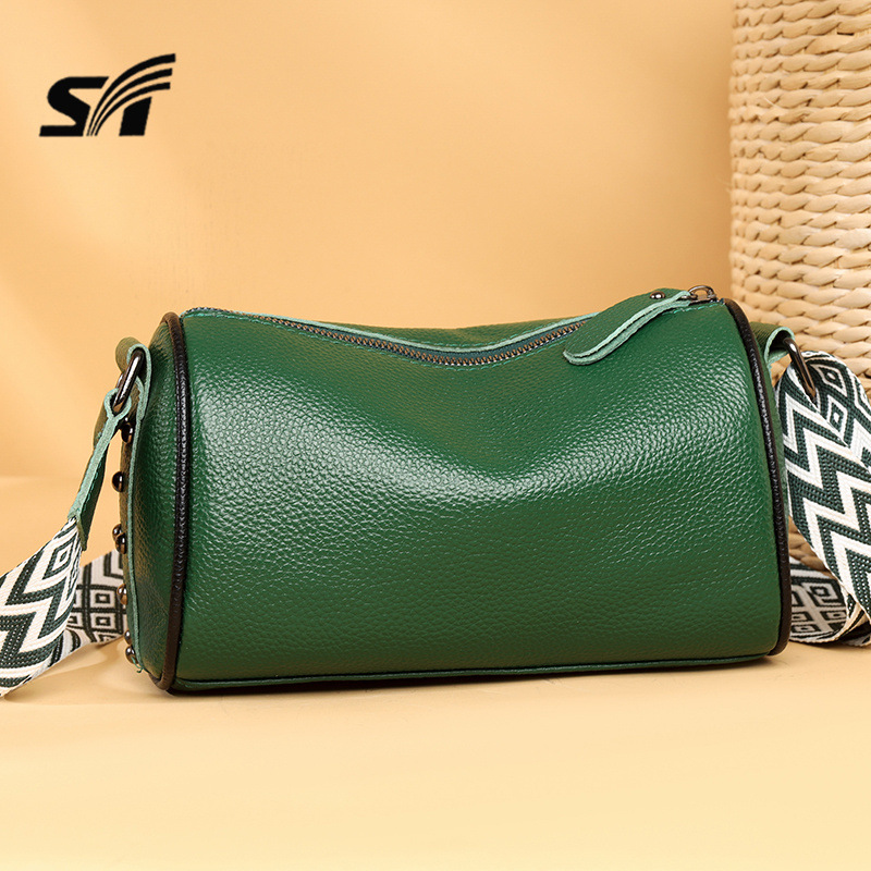 Cross-Border New Top Grain Cowhide Leather Bag For Women, Large Capacity Shoulder Crossbody Underarm Bag, Genuine Leather Studded Pillow Bag - Thumbnail 3