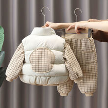 寶寶冬裝套裝0-1234歲男小童秋冬季加絨衛衣三件套女嬰兒外出棉衣
