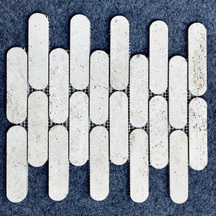 Ellipse Long Cave Travertine Mosaic Tile Natural Marble Stone Stone Rock Wall Tile Bar
