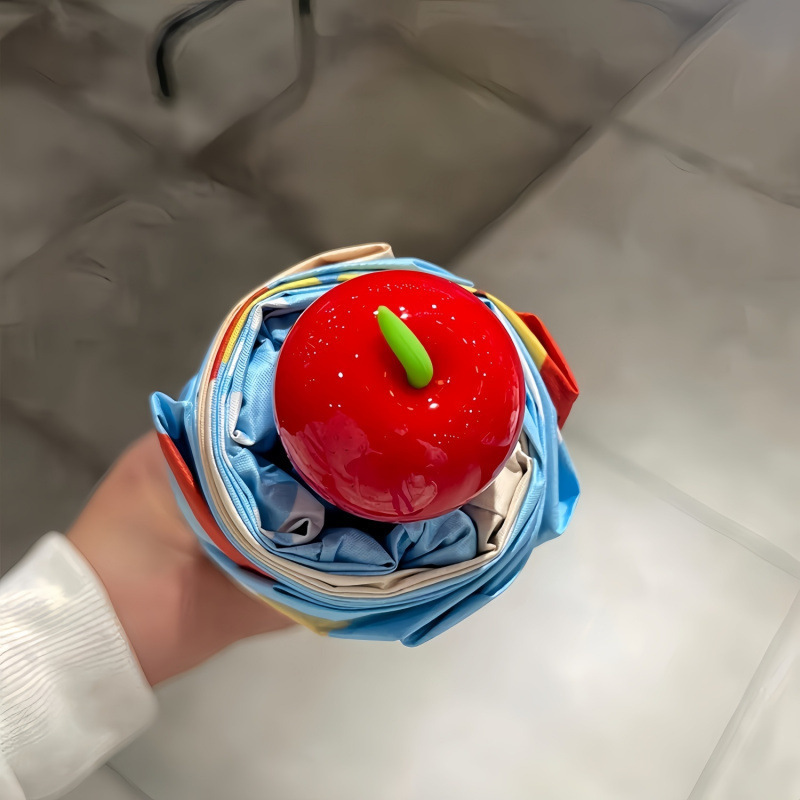 Botas de manzana plegables paraguas lindos paraguas solar de alto valor UV sol y lluvia paraguas