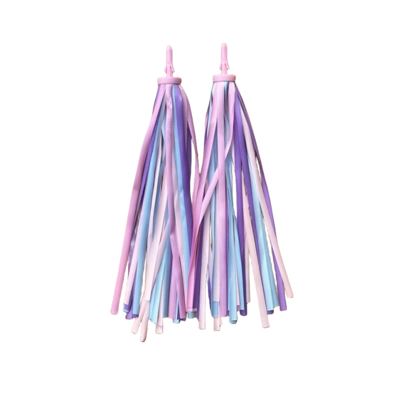 Equilibrio coche scooter manillar cinta para niños decoraciones de bicicleta cinta de color borla correa de pico campana de coche