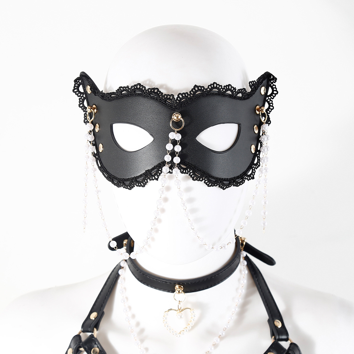 Cuero atractivos bondage ropa accesorios sexuales para mujeres SM artículos para adultos máscaras para los ojos clipes de la boca ropa de rendimiento