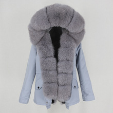 皮草外套女装狐狸毛女式短款派克服女可拆卸真毛时尚保暖连帽外套