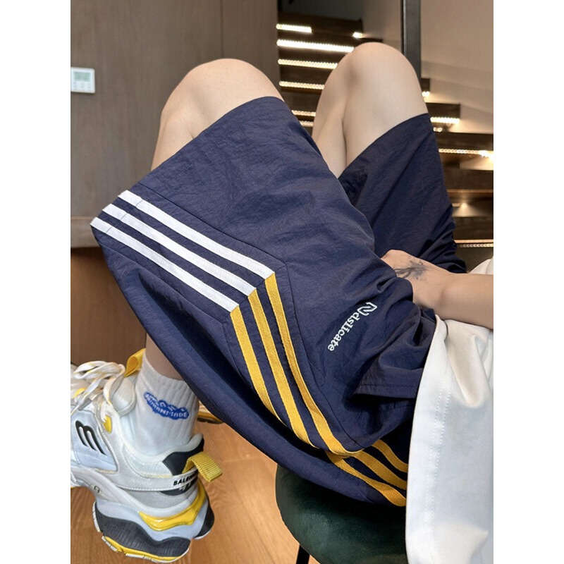 Three-Stripe Quick-Dry Sports Shorts Men's Summer Thin Basketball Shorts American Style Trendy Casual Large Size Five-Point Shorts