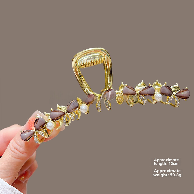 Temperamento Full Diamond Metal Shark Clip Hairpin Back Head Coil Hair Grab Clip Donna Primavera Estate Super Large Clip Copricapo Hair Grab_voghion.com