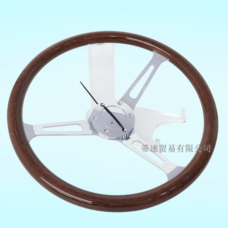 Best-selling modified car steering wheel, classic retro 15inch peach wood color steering wheel, 380MM electroplated bracket with concave center