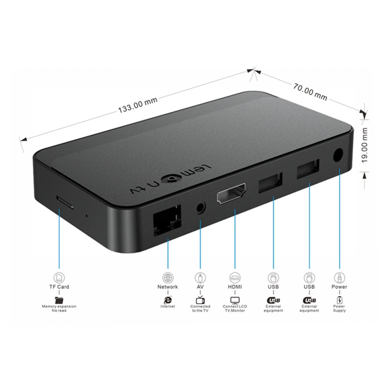 Lemon TV сет-топ бокс 4K HD поддержка двойного Wi‑Fi Android ATV версия ТВ-приставки 2GB/8GB