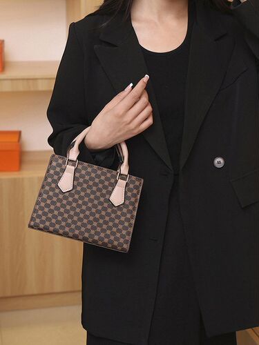 New women's bag  new retro textured handbag, fashionable, casual, simple, plaid, fashionable, single shoulder crossbody bag