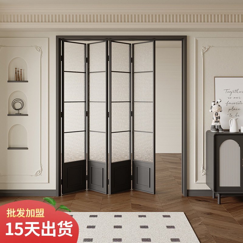 French Retro Aluminum Alloy Very Narrow Folding Door Balcony Living Room Bathroom Bathroom Partition Kitchen Folding Door Custom