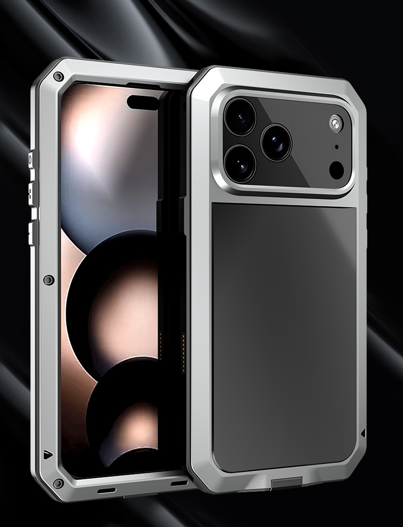 Ốp lưng điện thoại chống sốc viền dày hợp kim nhôm ba lớp cho iPhone 16 Pro Max / 17 Pro Max — Đen, Bạc, Đỏ rượu chi tiết 13