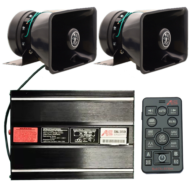 Wireless car siren horn 400W vehicle-mounted loudspeaker alarm high-pitched speaker AS7200D-2+100C horn